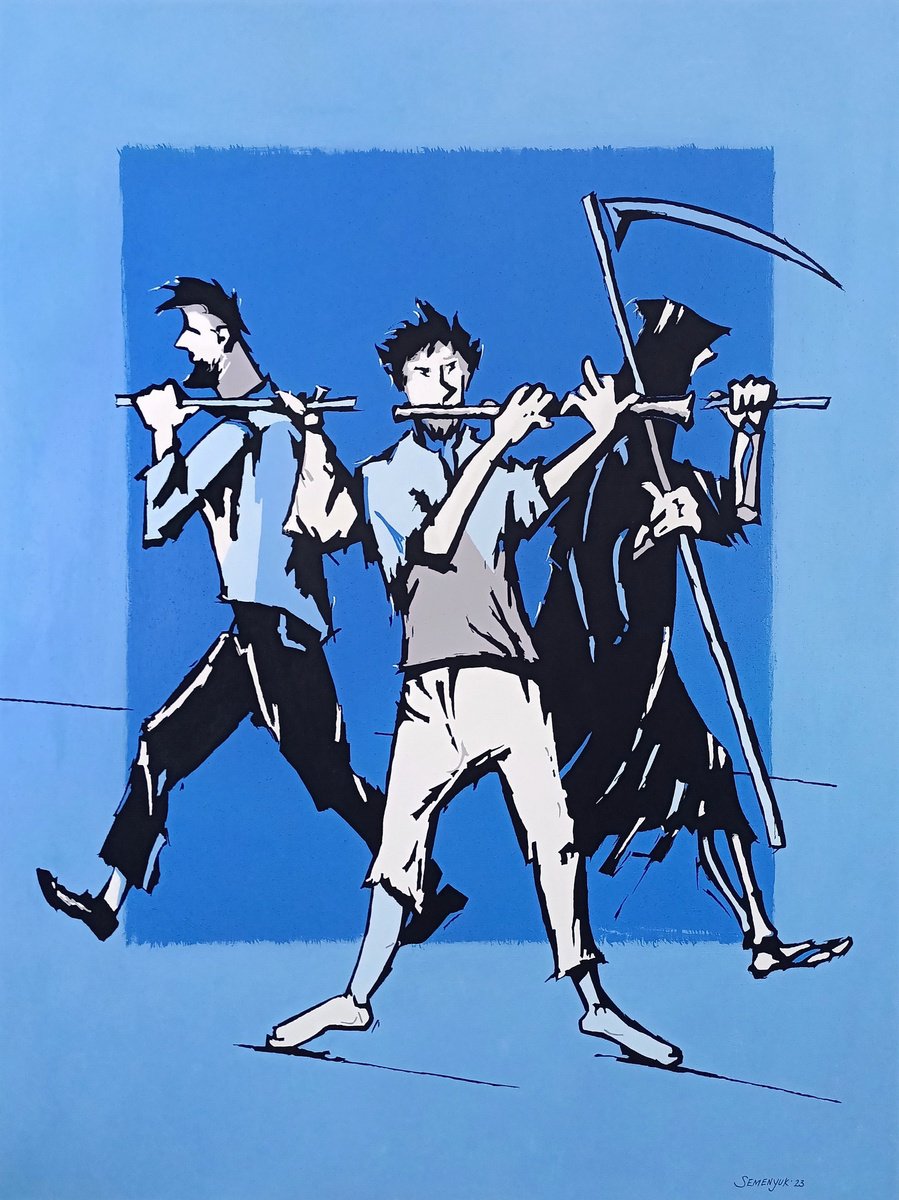 Impressionistic Portrait Acrylic Painting By Evgen Semenyuk, 35 X 47, Orpheus. Middle Of The Way, Original Artwork