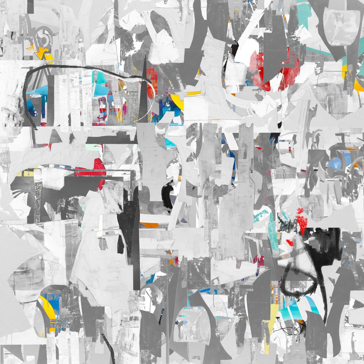 Abstract Collage By The Most Active, 20 X 20", Remember Tomorrow No 3, Original Artwork