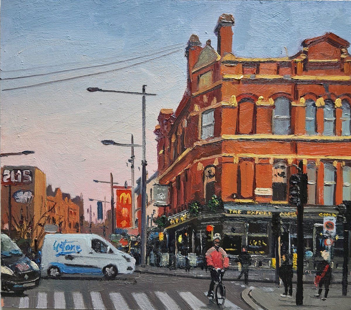 Impressionistic Cityscapes Oil Painting By Roberto Ponte, 16 X 14", Camden High Street London, Original Artwork
