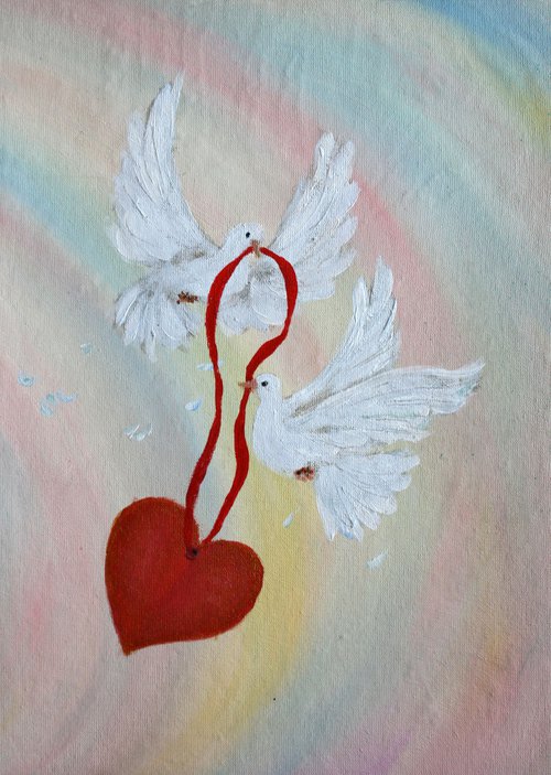 Love in Flight /  ORIGINAL PAINTING by Salana Art Gallery