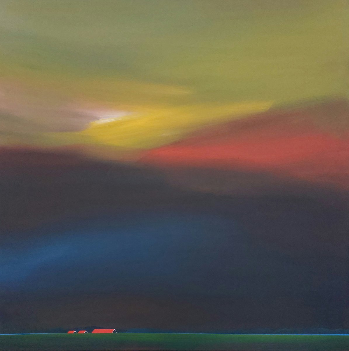 Colourful Evening (January) By Nelly Van Nieuwenhuijzen, 37 X 37, Artwork For Sale On Artfinder