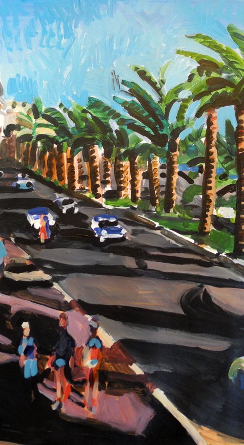 Baie des Anges, palm shadow by Stephen Abela