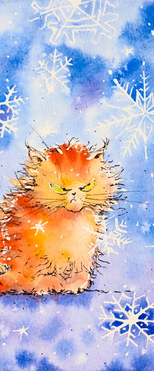 Not everyone likes snow :-) Set of two watercolors. by Eve Mazur