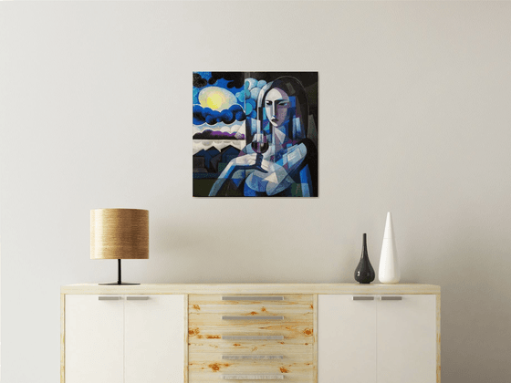 Night (60x60cm,  oil painting, ready to hang)