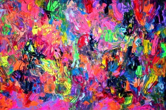 Dischromy 3 - 150x60x2 cm - Big Painting XXXL - Large Abstract, Supersized Painting - Ready to Hang, Hotel Wall Decor