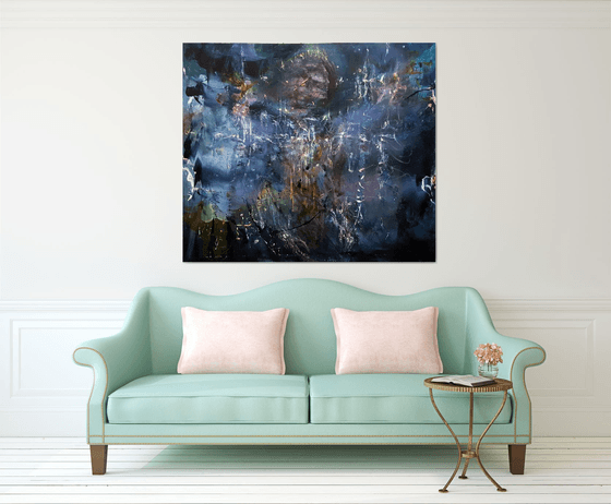 GIGANTIC SIZE ABSTRACT ANGEL BEAUTUFUL COLORS ONEIRIC ANCESTRAL HUGE PAINTING by O KLOSKA