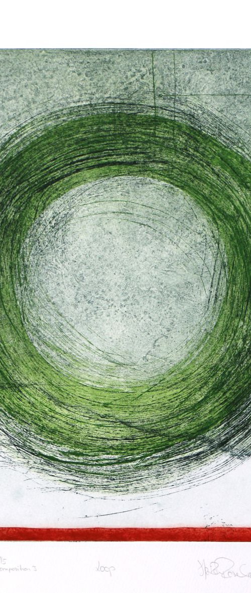 Heike Roesel "Loop" (colour composition 3) fine art etching in edition of 5 by Heike Roesel