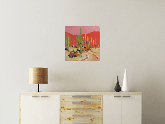 Warm Reflections. Saguaros in the Desert