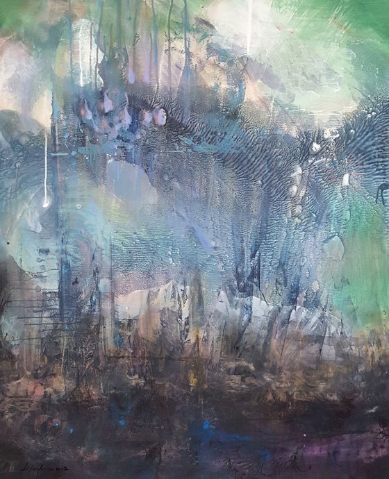 LARGE MINDSCAPE BEAUTIFUL SILENCE FOREST BY OVIDIU KLOSKA 100X120 CM 2017