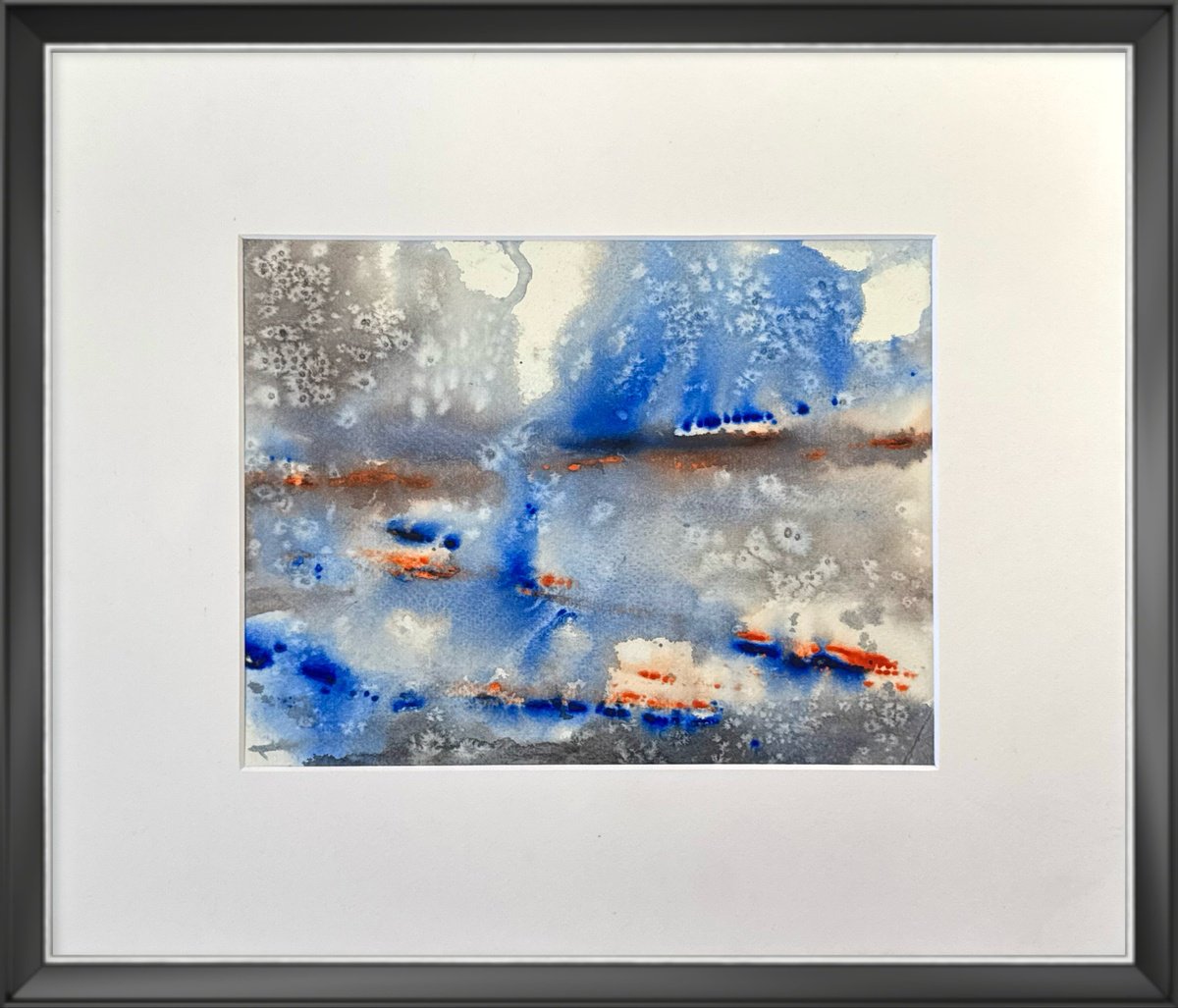 Abstract Watercolour By Yuliia Sharapova, 13 X 12", Summer Rain Abstract Landscape, Original Artwork