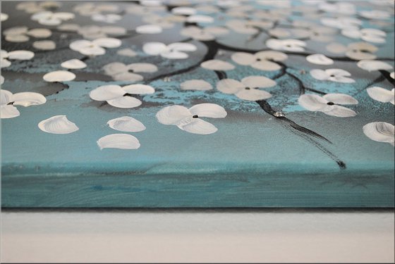 Silver Blossoms II acrylic abstract painting flowers blossoms nature painting canvas wall art