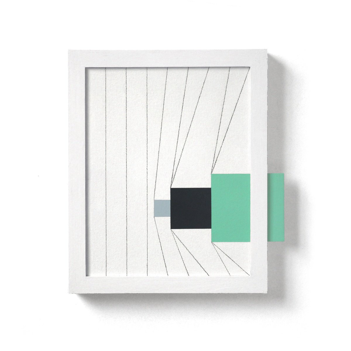 Geometric Abstract Acrylic Painting By Martin Singer, 11 X 13", 2C1R-19, Original Artwork