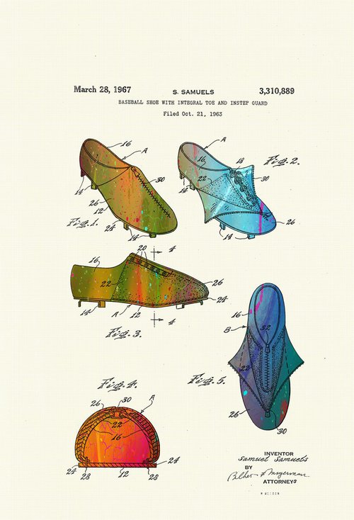 Baseball Shoes Patent drawing - Circa 1967 by Marlene Watson
