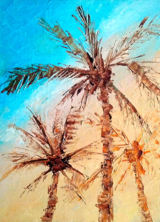Palm Tree Painting California Original Art Laguna Beach Wall Art Small Artwork