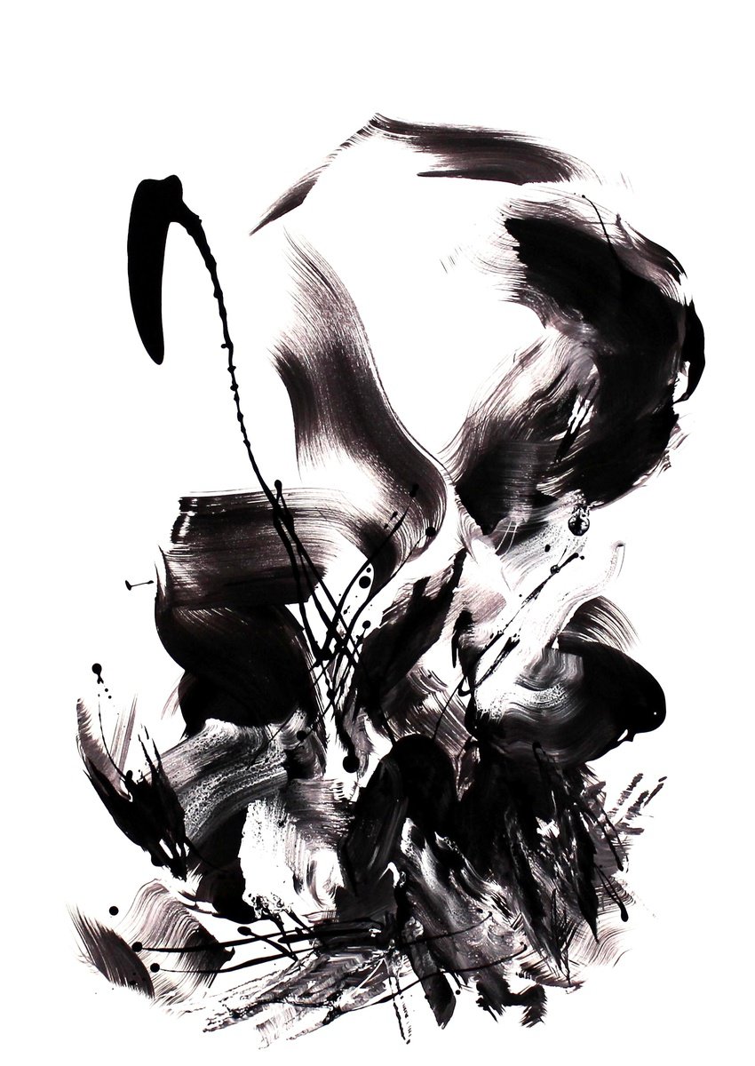 Expressive Abstract Acrylic Painting By Paresh Nrshinga Frsa, 34 X 48", Essence In Motion Ii, Original Artwork