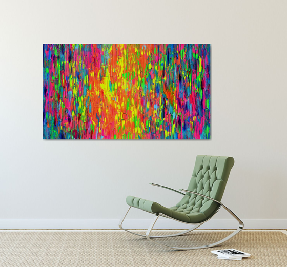 55x31.5'' Large Ready to Hang Colourful Modern Abstract Painting - XXXL Happy Gypsy Dance 14