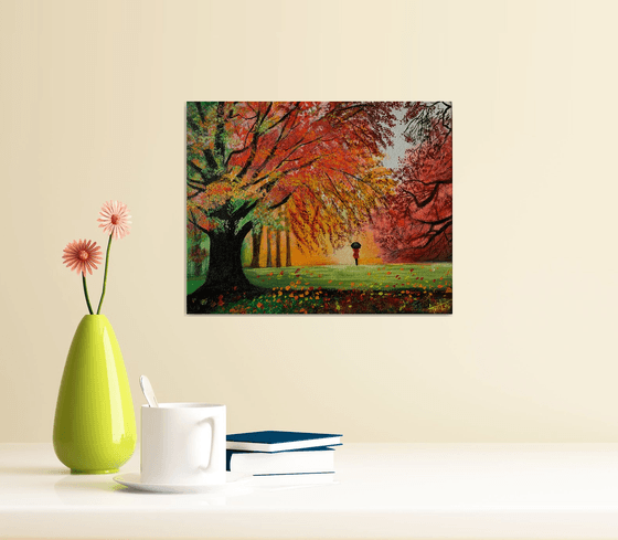 Autumn walk !!  Ready to hang painting!! Autumn landscape
