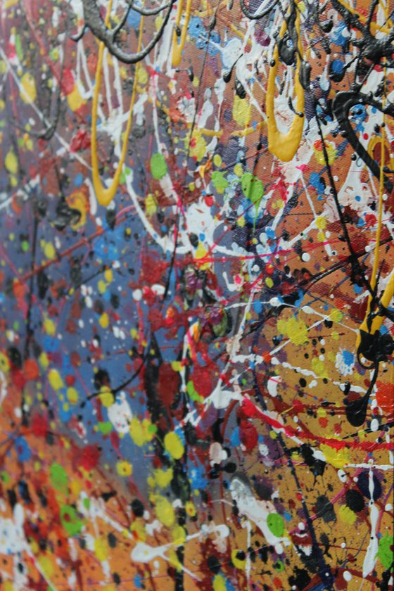 Intense Passion in Red Range - Tribute a Jackson Pollock