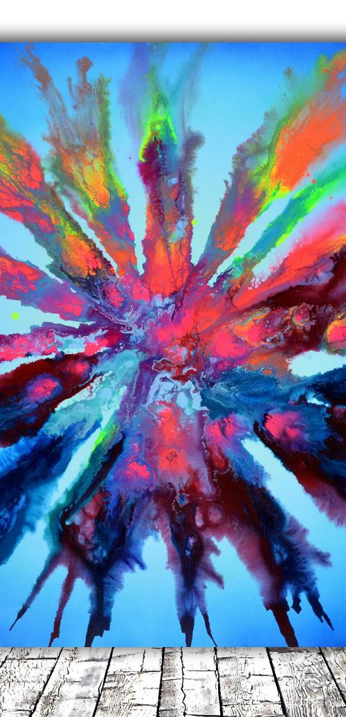 40x40" Opening Blue Pandora - Large Painting - Ready to Hang by Soos Tiberiu