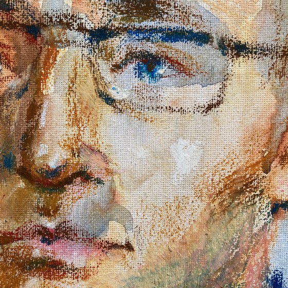 Man in a Striped Shirt — Mixed Media Portrait