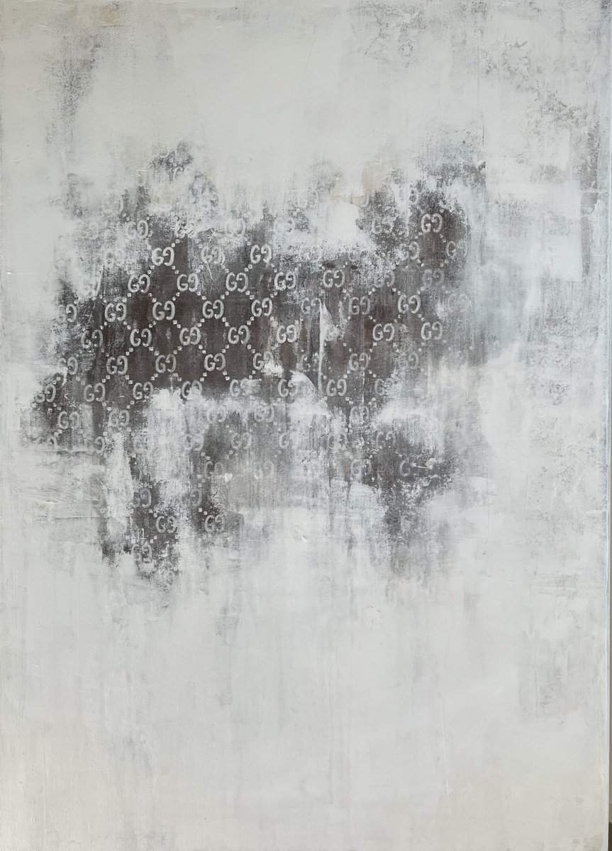 Organic Abstract Acrylic Painting By Olesya Izmaylova, 20 X 28", Gucci Abstract, Original Artwork