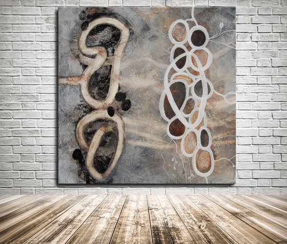 Evolution Series II - mixed media on canvas - gray, white and black painting