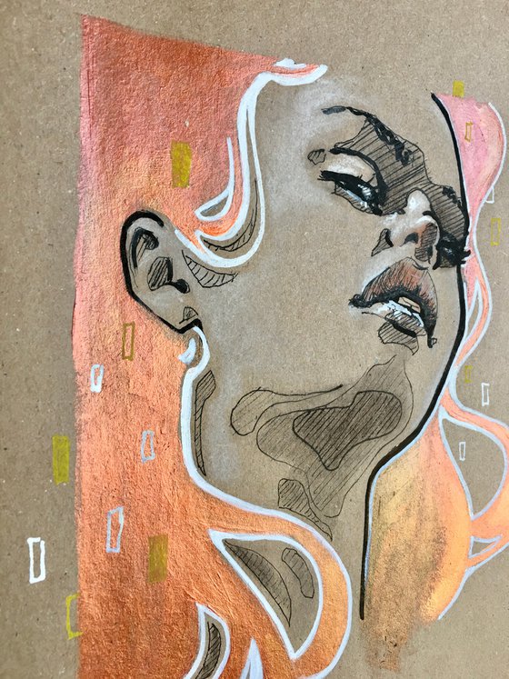 (SOLD) affordable art gifts on paper: Redhead