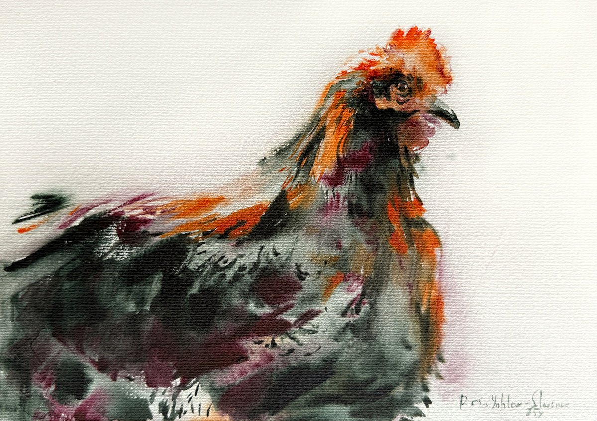 Impressionistic Watercolour , Copper Chicken By Daria Yablon-Soloviova, 12 X 8, Artwork For Sale On Artfinder