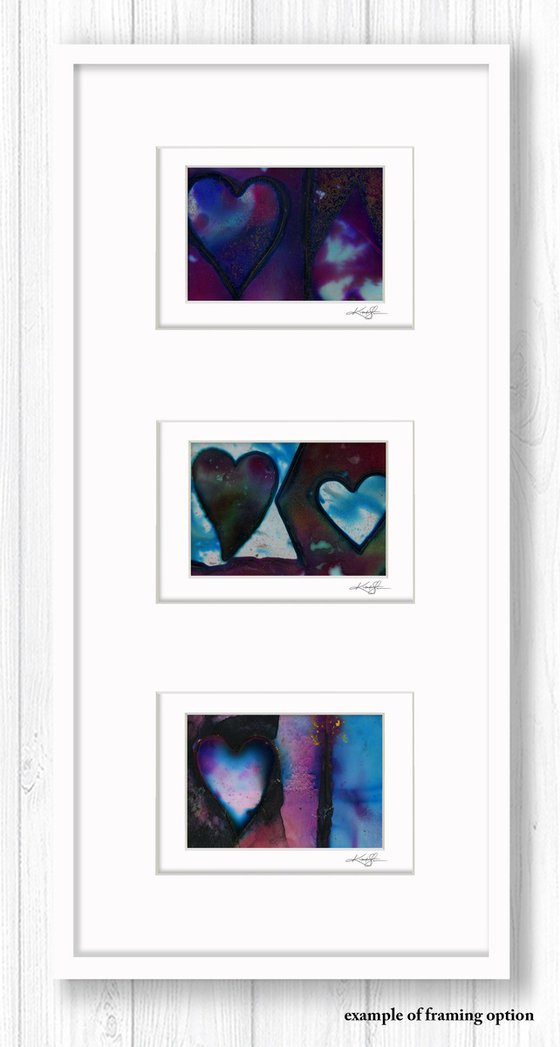 Heart Collection 21 - 3 Small Matted paintings by Kathy Morton