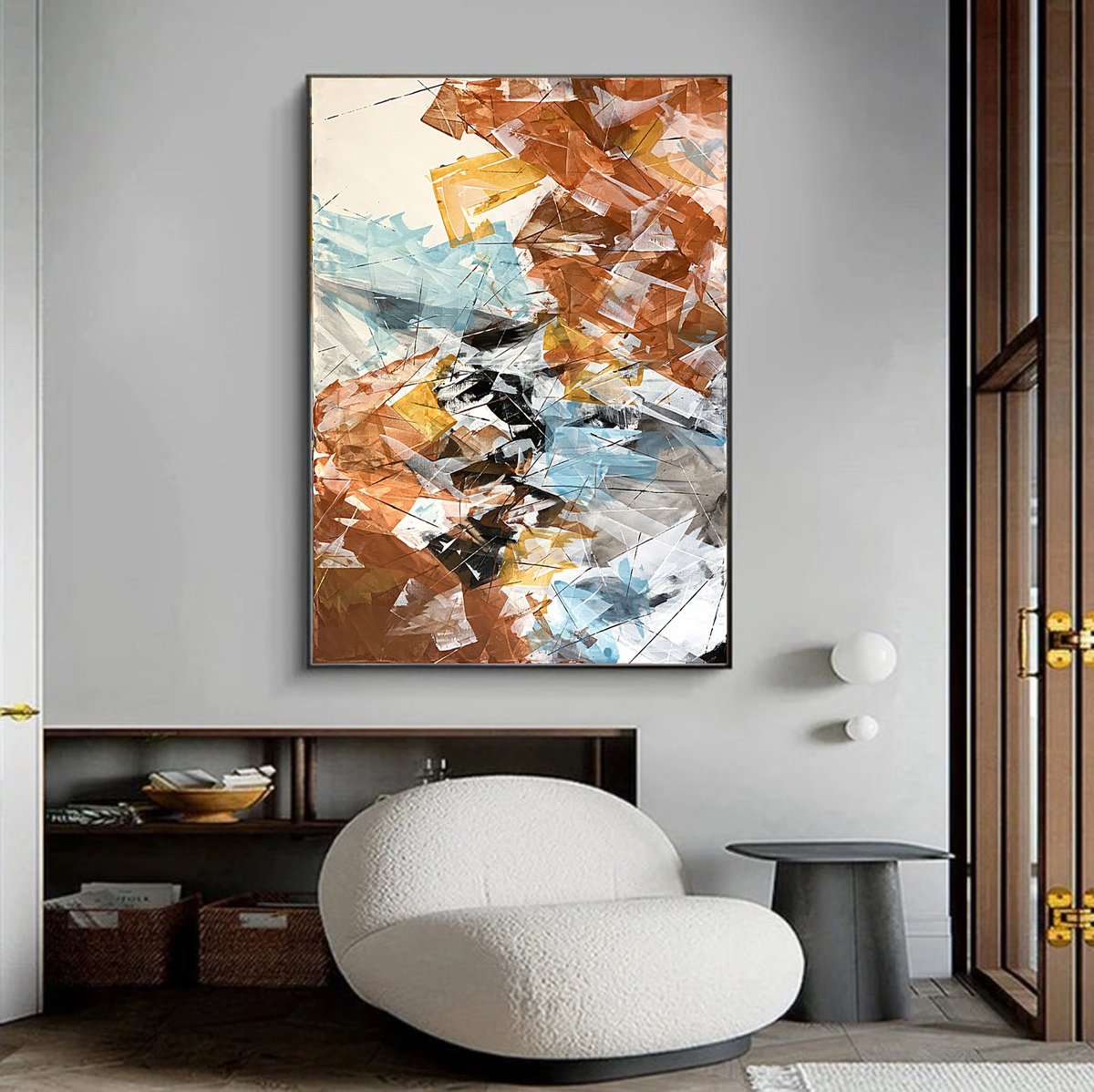 Orange, Blue Abstraction. By Tatiana Malinovscaia, 43 X 28, Artwork For Sale On Artfinder