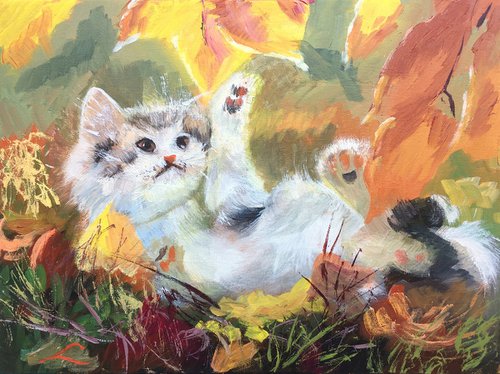Autumn kitten by Elena Sokolova