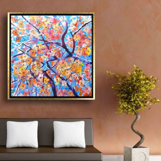 'TIME TO BLOSSOM' - Sakura Large Acrylics Painting on Canvas