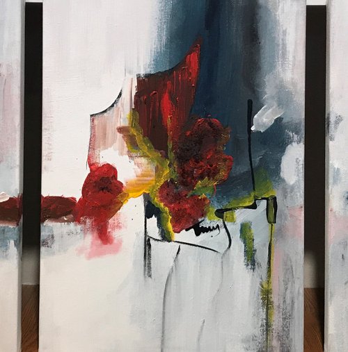 Abstract triptych by Tiny de Bruin