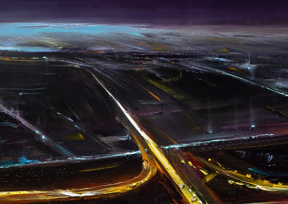 Aerial night cityscape