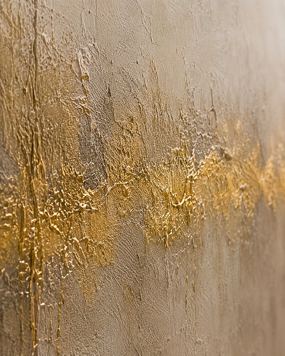 Abstract Gold Pulse Through Beige