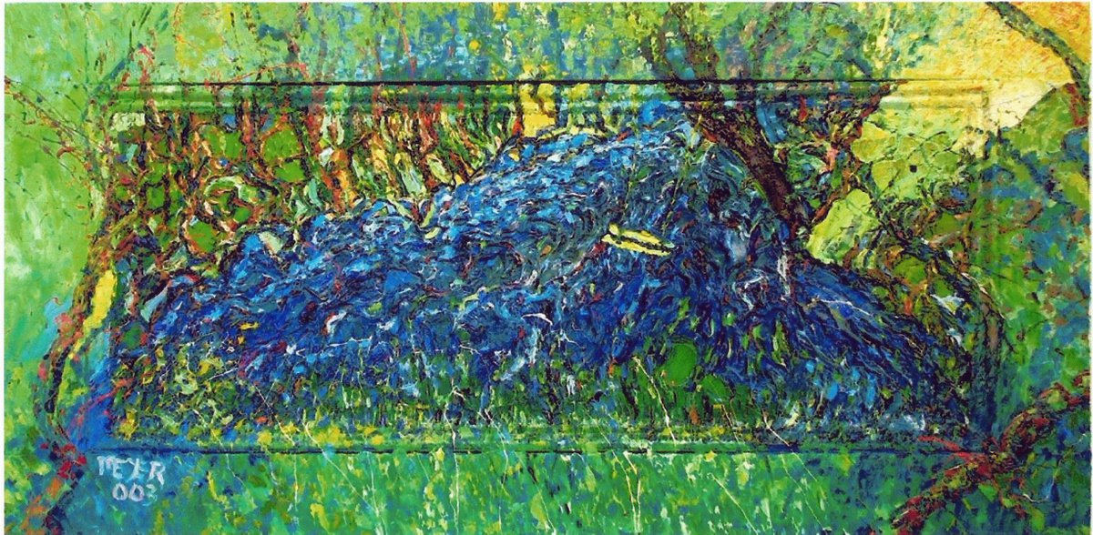 Impressionistic Landscape Oil Painting By Richard Meyer, 43 X 22", The Old Swing, Original Artwork
