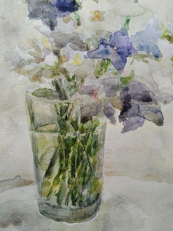 Bouquet of bluebells. Original watercolour painting.