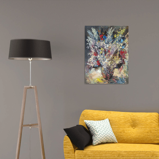 Abstract  flowers (60x80cm, oil painting, palette knife)