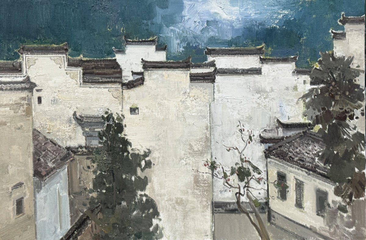 Impressionistic Landscape Oil Painting By Jianzhe Chon, 35 X 24, Yard 248, Original Artwork