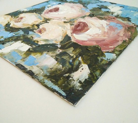 Roses blue background