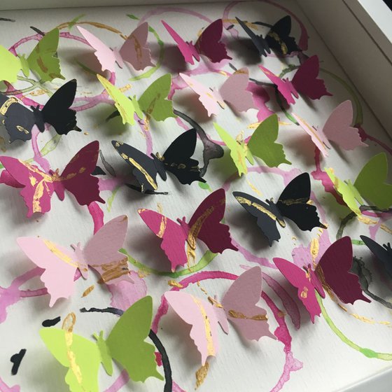 Small Butterfly Wine (Magenta, Pink, Black and Green)