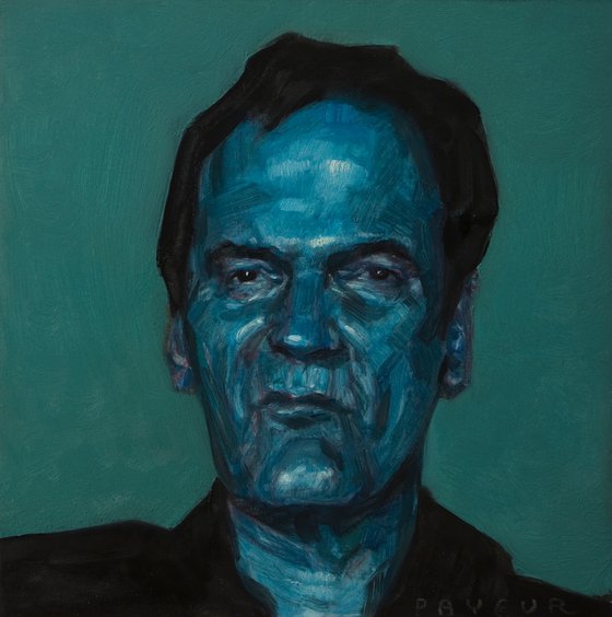 portrait of the great Tarantino in blue