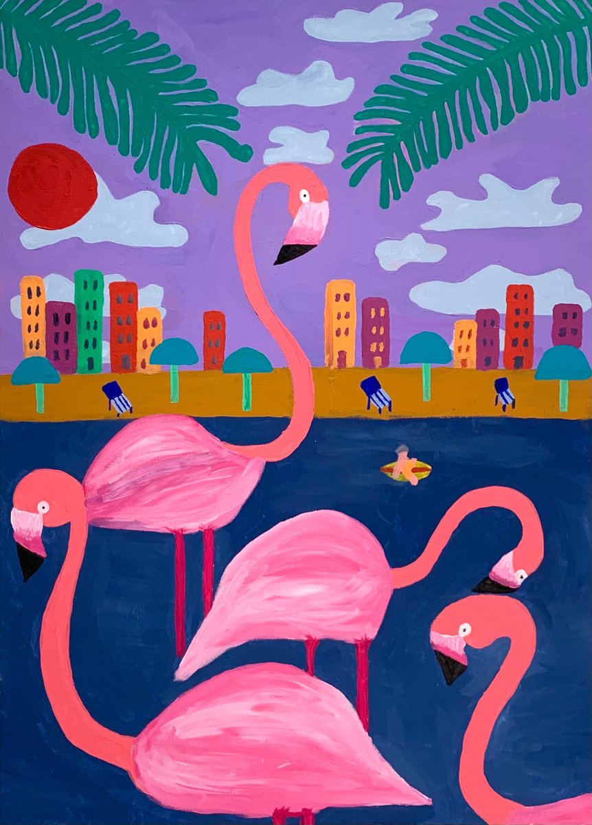 Pink Flamingos by Aurora Camaiani
