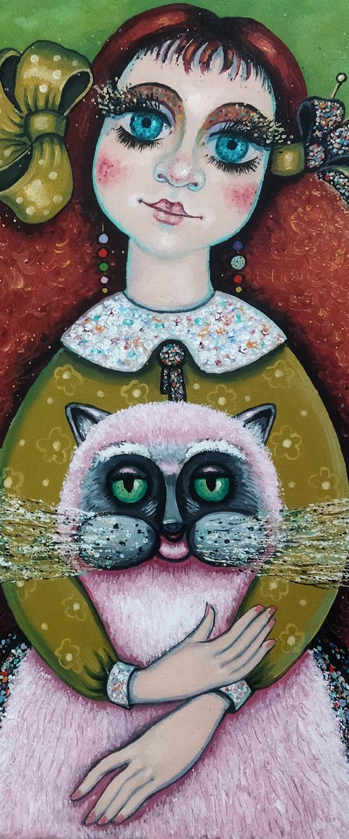 Girl with cat by Mila Kilic