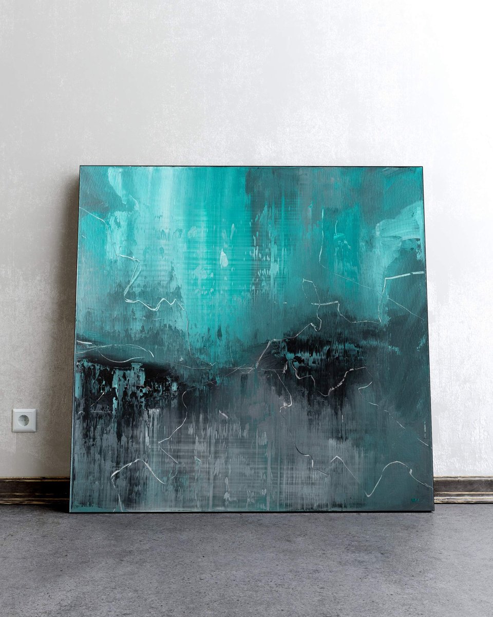 Organic Abstract Acrylic Painting By Nemanja Nikolic, 36 X 36", Out In The Dark, Original Artwork