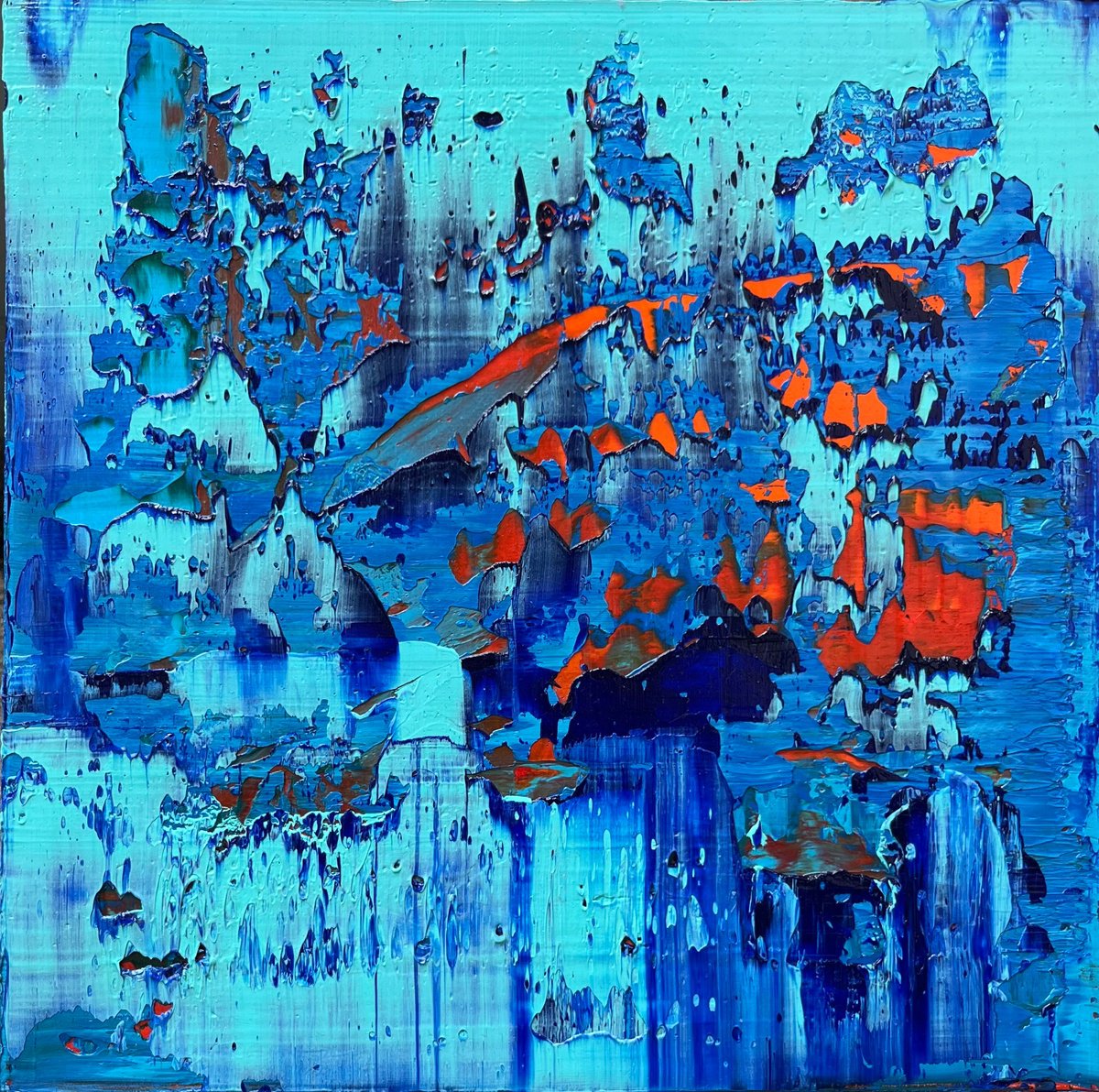 Abstract Oil Painting By Svitlana Andriichenko, 12 X 12", Ice Storm, Original Artwork