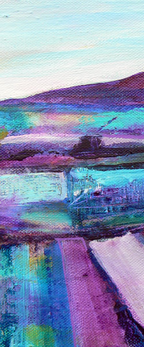 Abstract landscape - Dales #2  (ready to hang semi abstract landscape on box canvas) by Carolynne Coulson