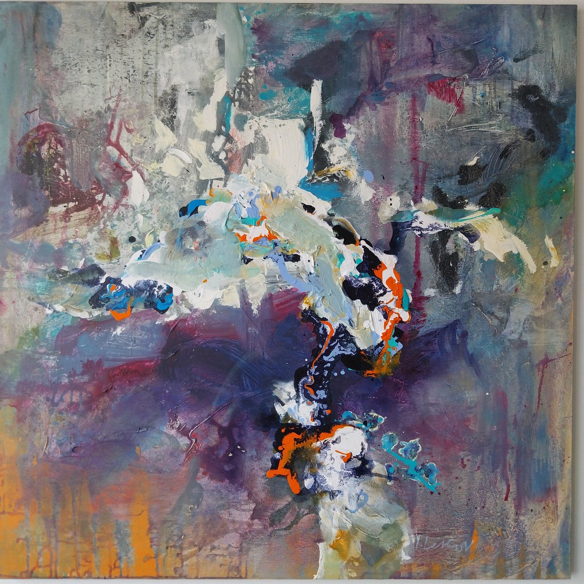 Abstract Acrylic Painting By Ivo Lekov, 35 X 35, Resonance 5, Original Artwork