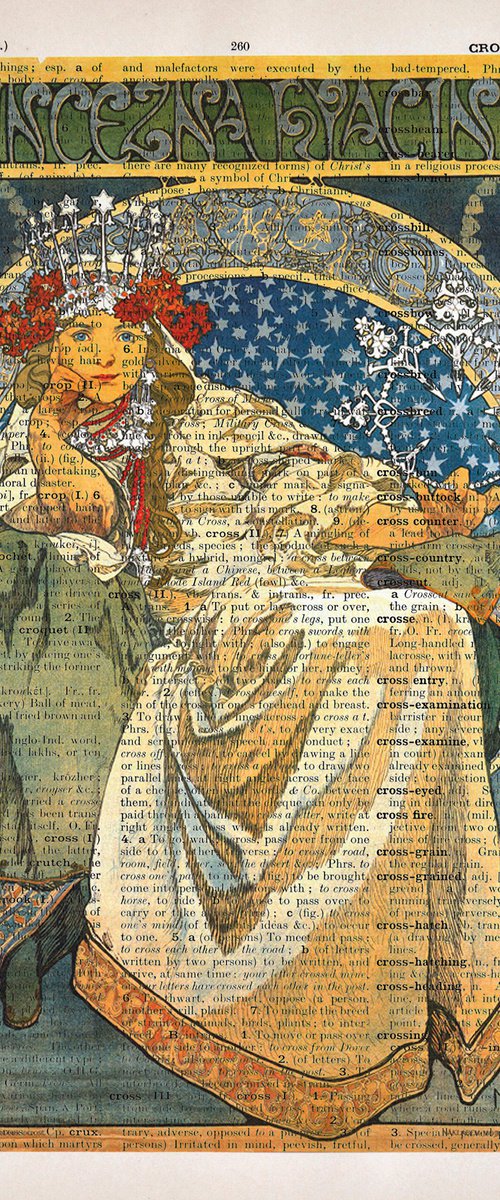 Princess Hyacinth - Collage Art Print on Large Real English Dictionary Vintage Book Page by Jakub DK - JAKUB D KRZEWNIAK