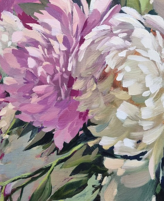 white peonies